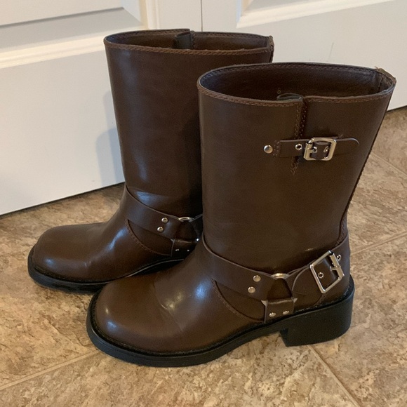 Lulamax Brown Biker Boots- Size 8/39 - Picture 5 of 6